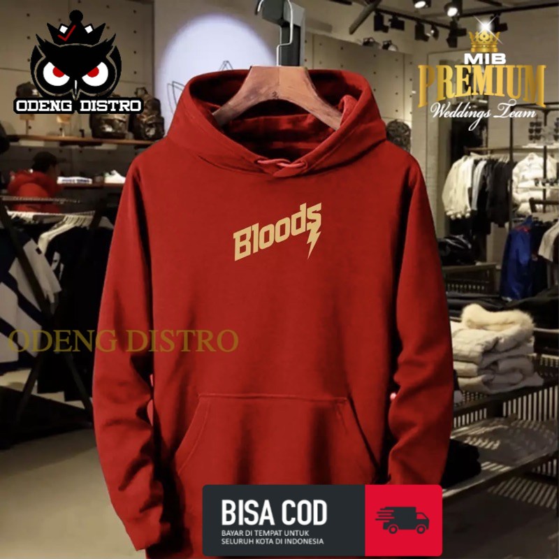 Bloods Teks Gold  Jaket Sweater Basebal Varsity Distro Keren Kekinian Termurah Bandung Original Cewe