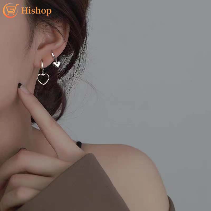 Set Anting Simetris Bentuk Hati Gaya Korea Untuk Aksesoris Wanita