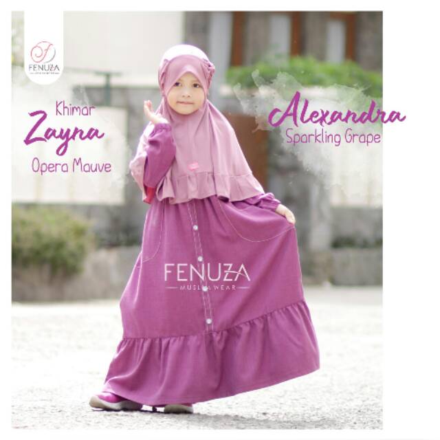 Gamis Anak Alexandra Kids Sparkling Grape Original Fenuza Couple Moms