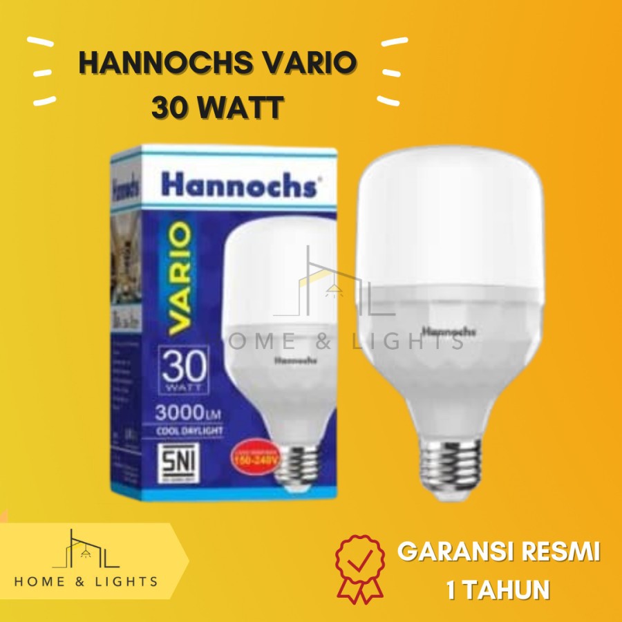 [GARANSI 1THN] Hannochs LED Vario 22W/30W/32W | Garansi 1 Tahun Cahaya Putih Cool Daylight, Desain Elegan dengan Frosted Cover, Ideal untuk Fitting Terbuka, Umur Panjang
