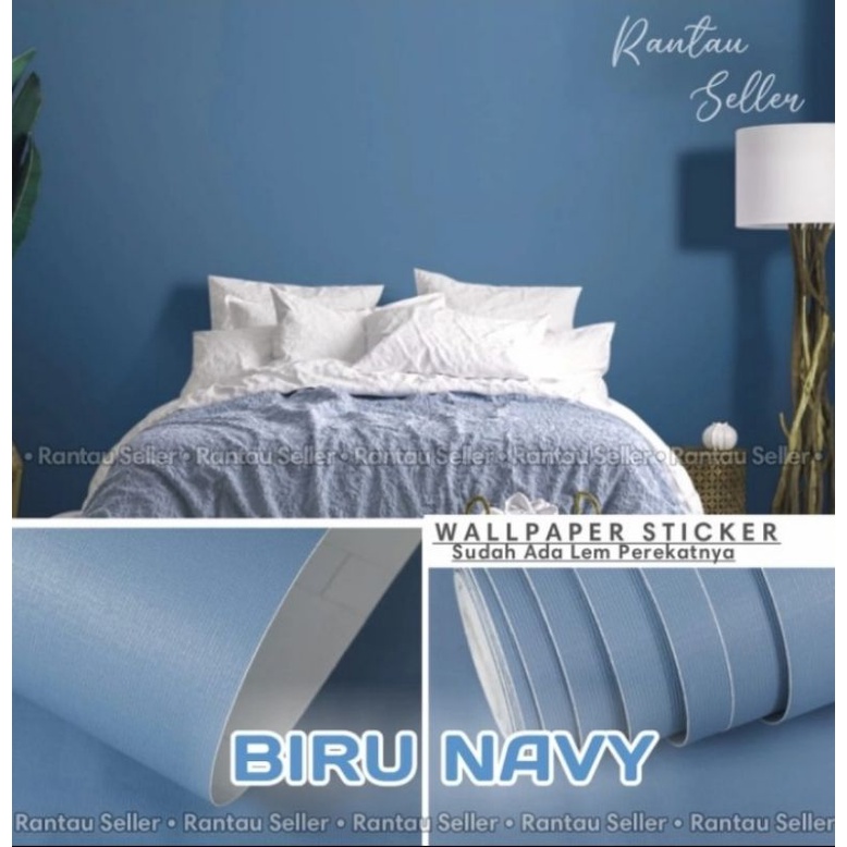 Wallpaper Polos Sticker Dinding polos warna biru navy | Wallpaper Stiker kamar tidur dan Ruang Tamu