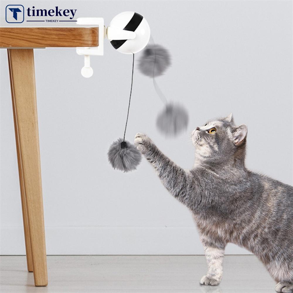 Timekey G9K7 Mainan Interaktif Bola Yo-Yo Elektrik Rotasi Putar Untuk Kucing