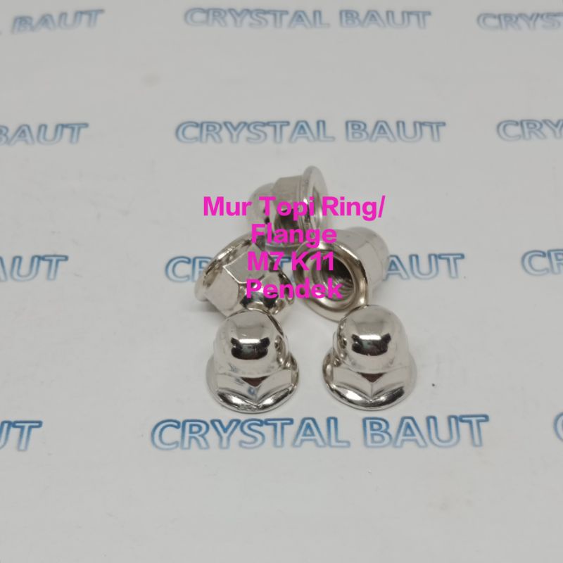 Mur Topi Ring/Flange M7 Pendek Buat Baut Kunci 11