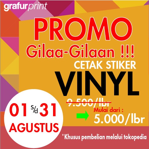 

PEREKAT-PENGIKAT- CETAK STIKER/ STICKER A3+ VINYL GLOSSY, MATT, TRASPARANT HIGH QUALITY - GLOSSY