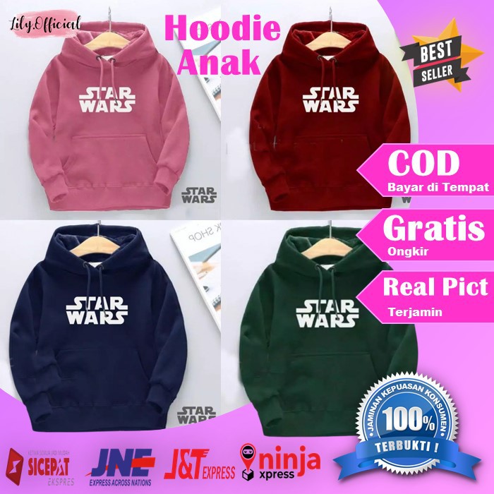 Jaket Sweater Sweter Hoodie Hoddie Anak Perempuan Laki Laki Cewek Cowok Star Wars 6 - 10 Tahun