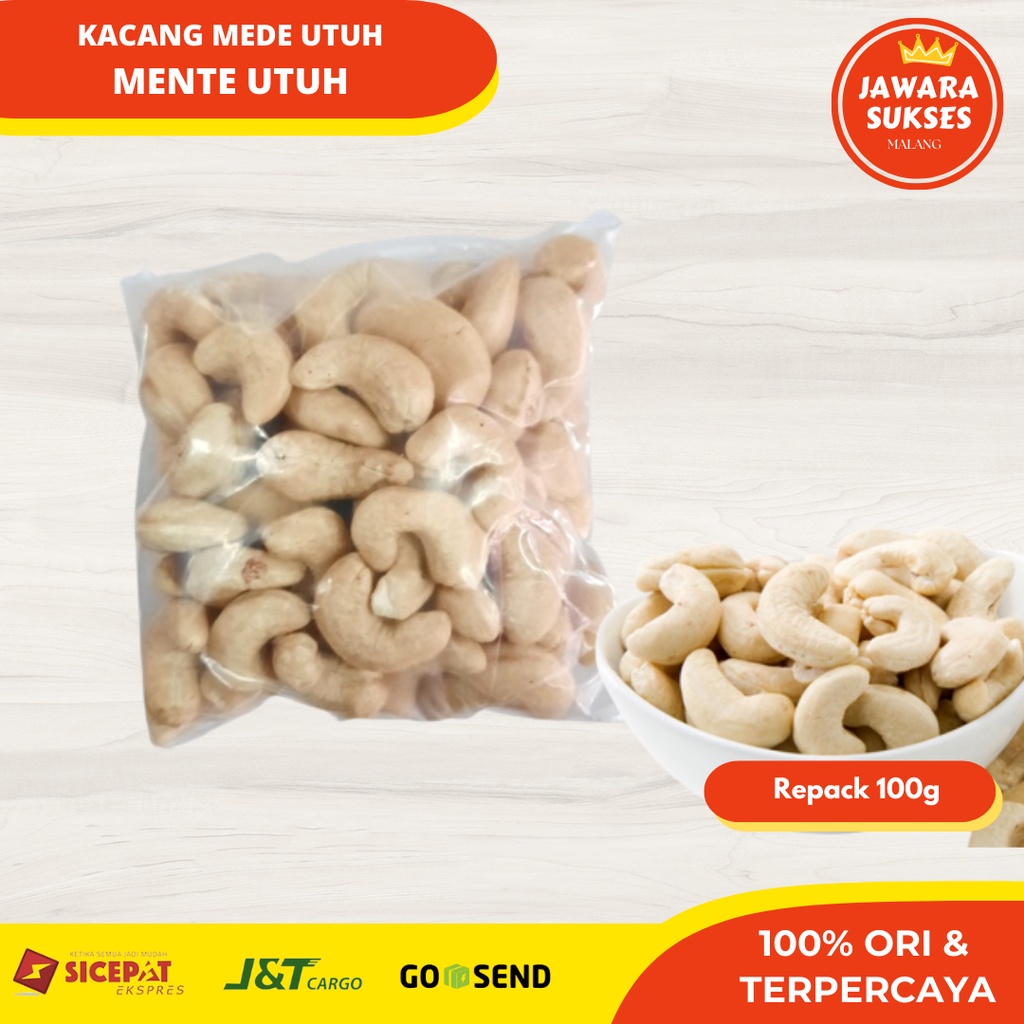 

Kacang Mente Utuh 100gr | Mede Mentah | Mente Whole Repak