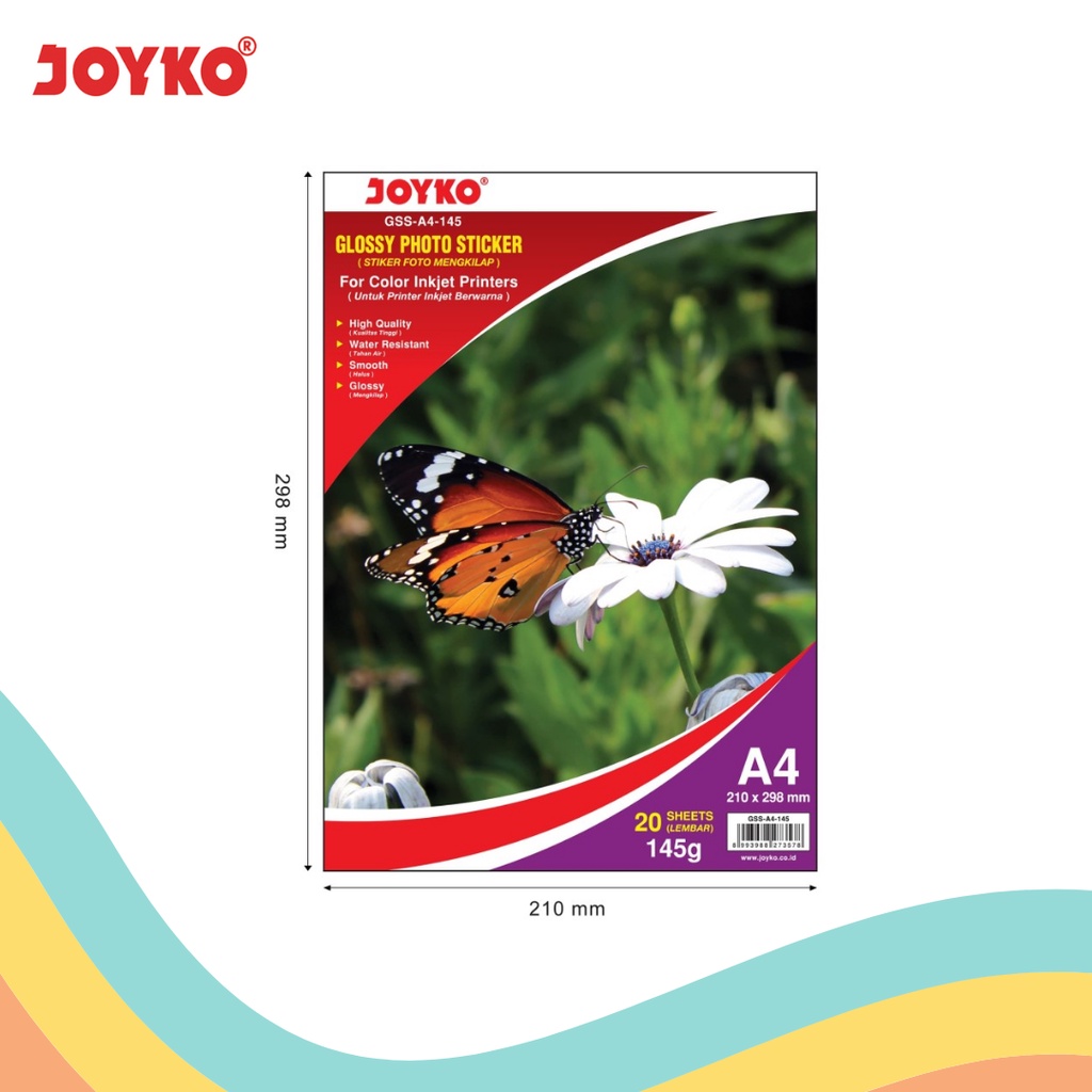 

GLOSSY PHOTO PAPER STICKER JOYKO A4 145 GR (1 PAK)