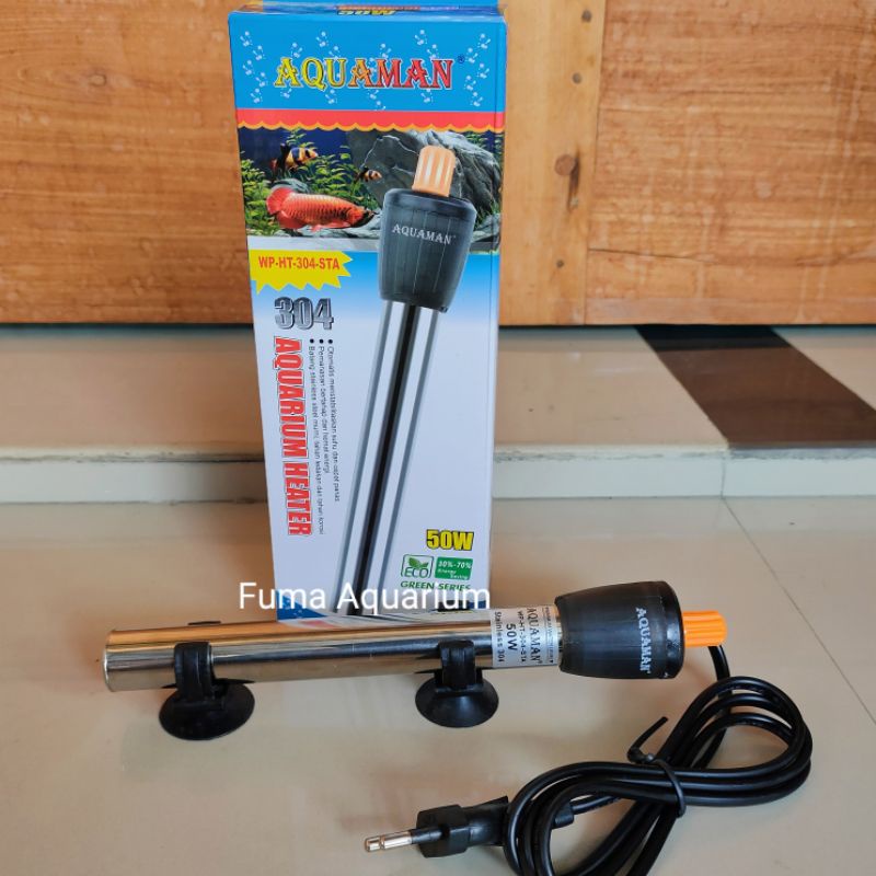 Heater AQUAMAN 50watt Stainless Pemanas Penghangat Air Aquarium Otomatis Pengatur suhu air