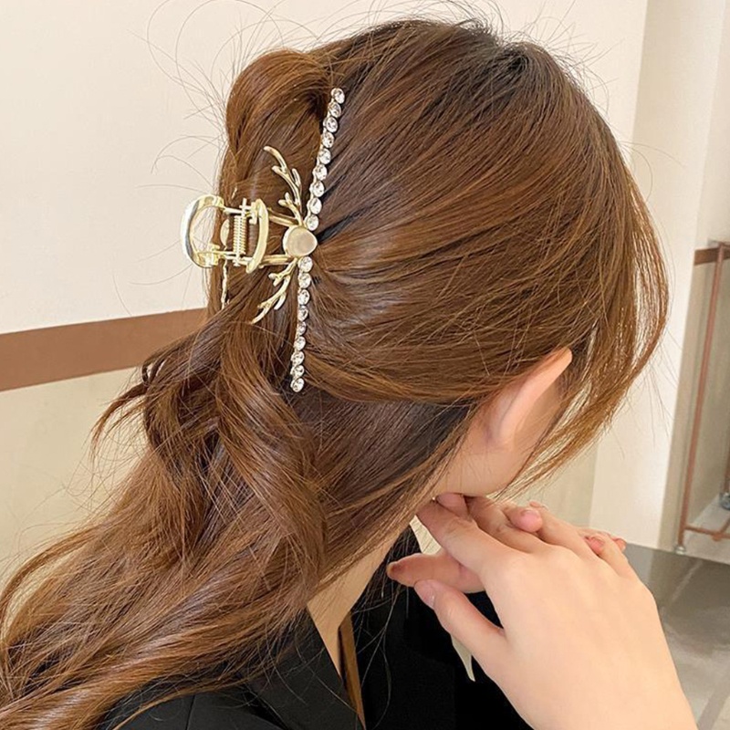 Jepit Rambut Model Cakar Bahan Alloy Aksen Berlian Imitasi Untuk Wanita