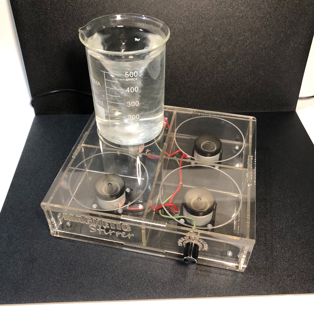 Magnetic Stirrer Akrilik 4 Motor Pengaduk Pemutar Otomatis Bergaransi