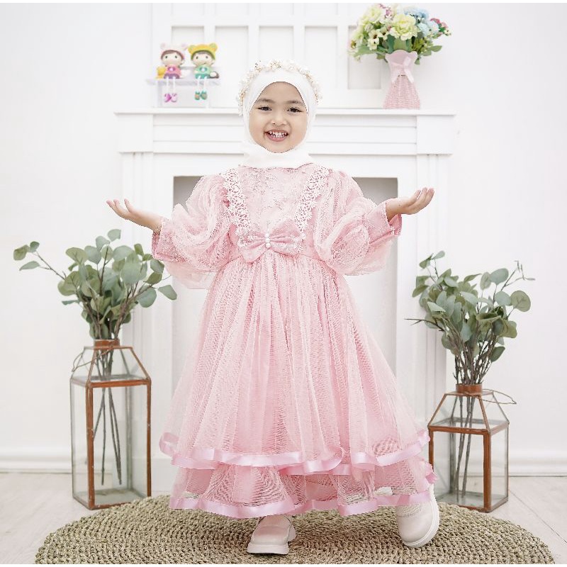 Gamis pesta anak/gaun muslim anak perempuan mewah