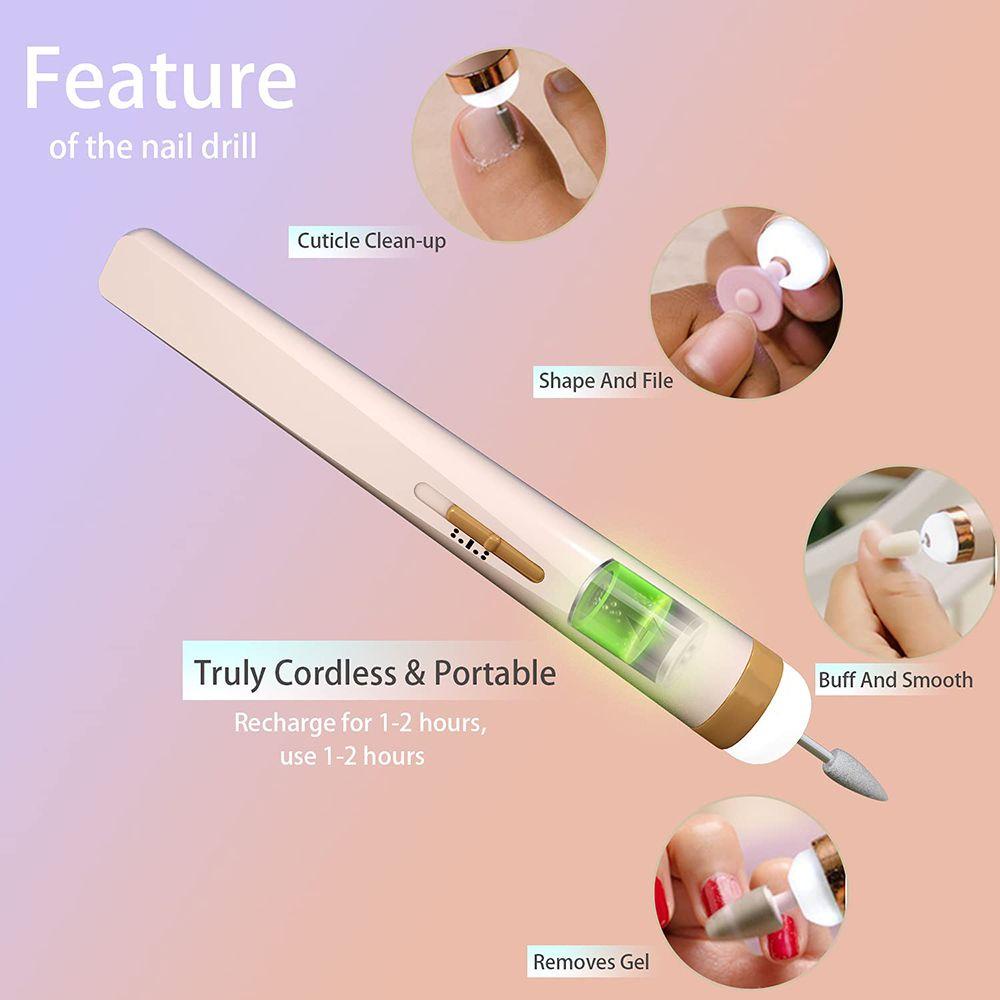 Quinton Alat Kikir Kuku Multifungsi|Alat Kikir Kuku Elektrik Portable Dengan Lampu LED Rechargeable Untuk Manicure / Pedicure