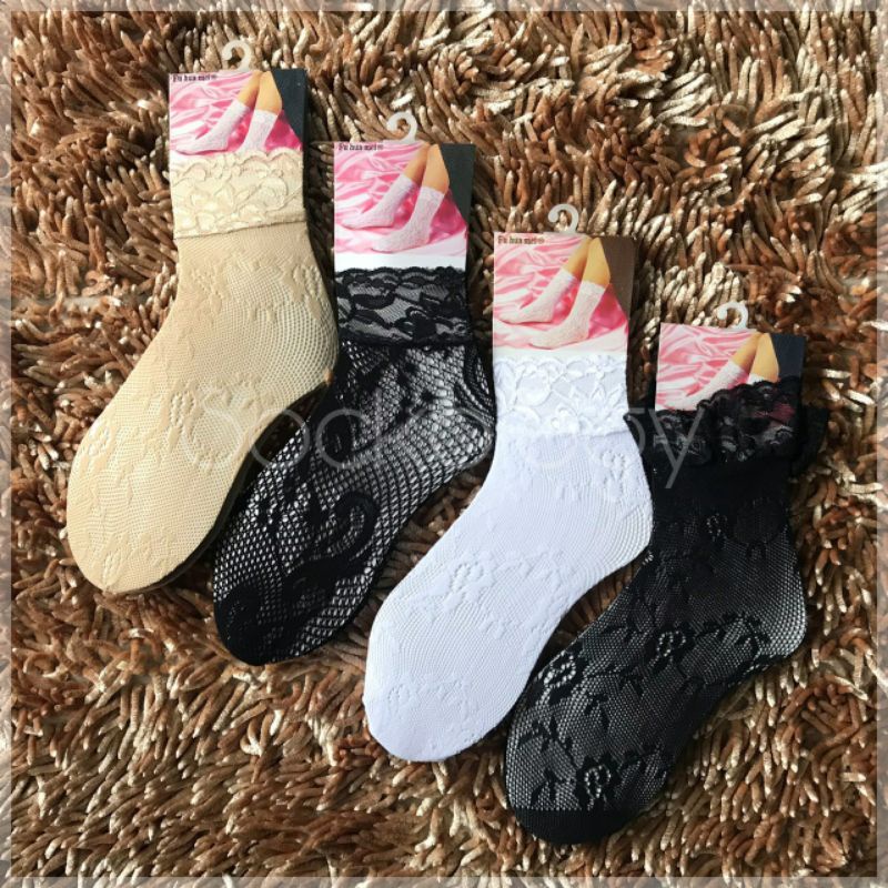 (Min 3pcs @4.500) Kaos kaki Fuhua Mei stocking renda termurah