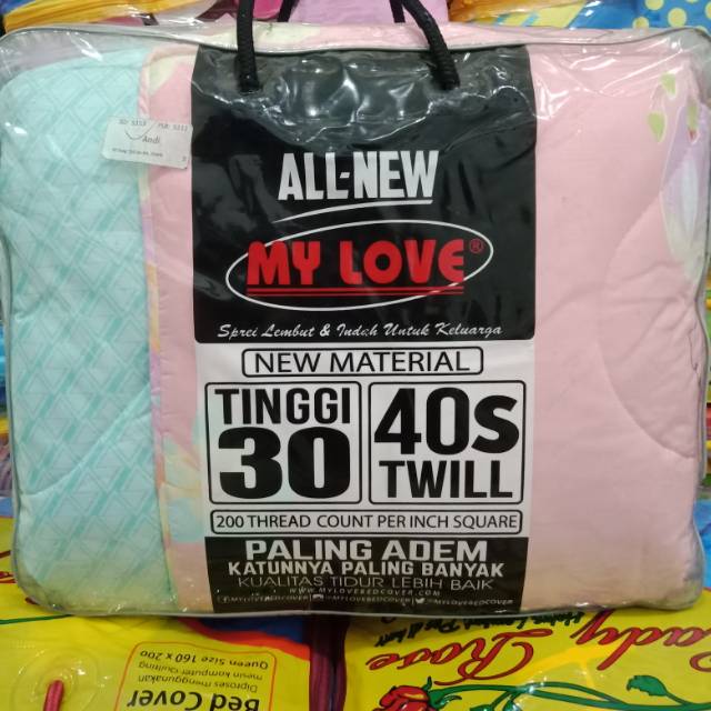 Bedcover My Love King FLAT 180x200 cm Tinggi 30 cm Katun Kualitas Premium