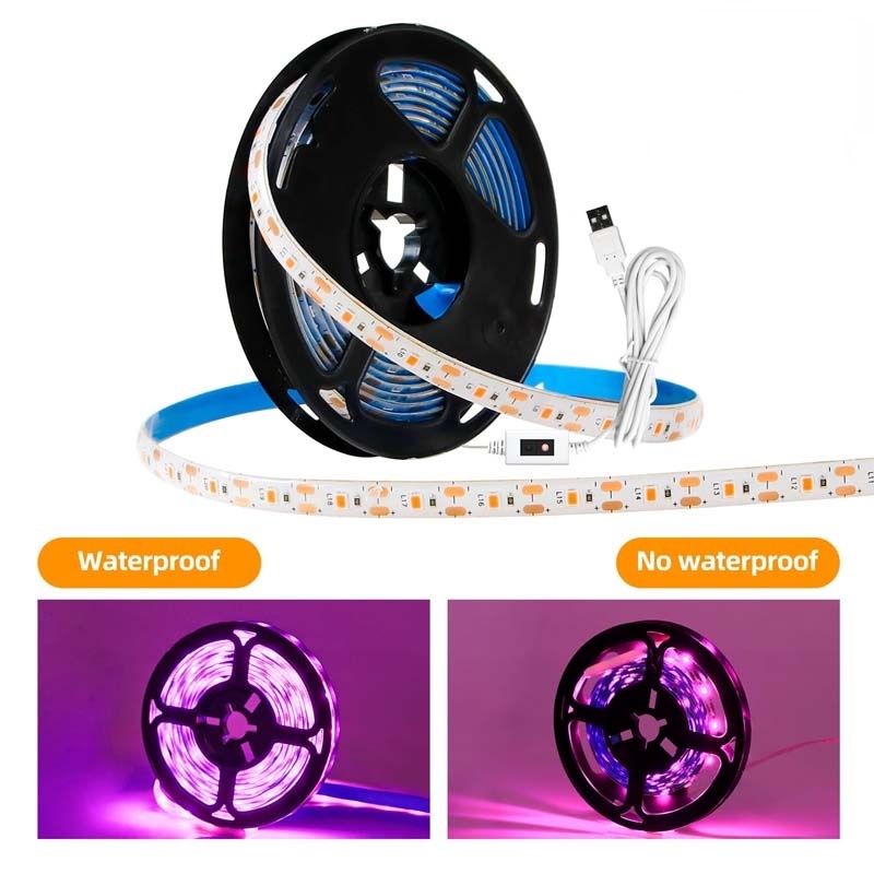 Lampu Strip Led Usb Flexible Spektrum Penuh 0.5 / 1 / 3m 5v Tahan Air Untuk Pertumbuhan Tanaman