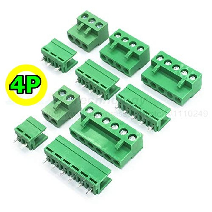Terminal Block Konektor Plugable 5.08 mm 4 pin Screw Hijau 4p Lurus