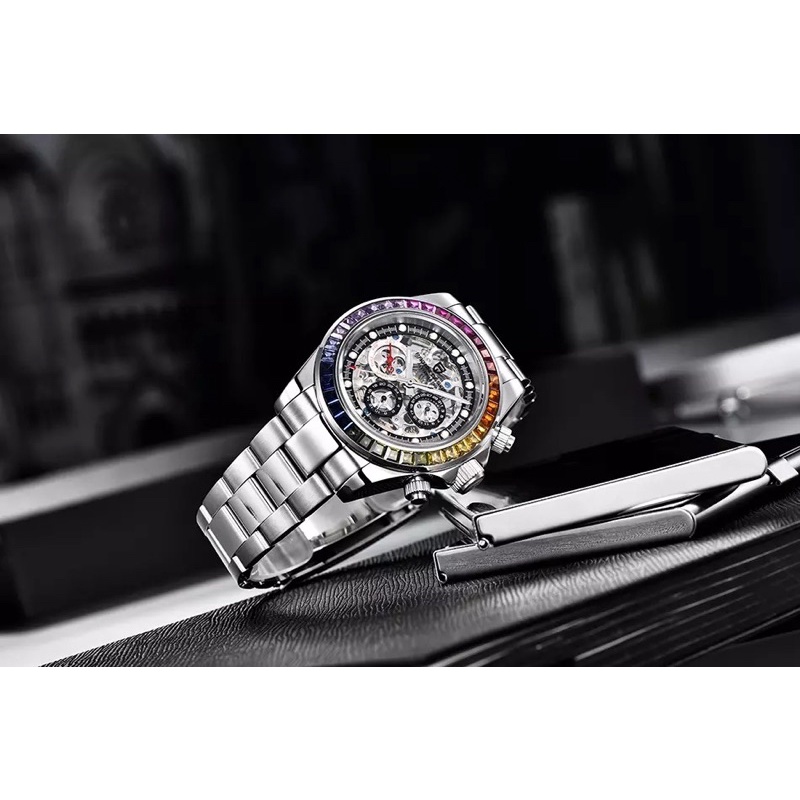 Jam Tangan Pagani Design Automatic Homage Daytona Cosmograph Rainbow La Montoya Openwork