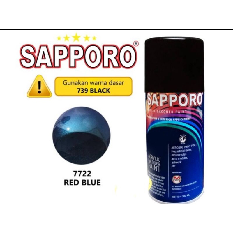 SAPPORO BUNGLON 7722 RED BLUE CAT SEMPROT AEROSOL SPRAY PAINT warna merah biru saporo bukan merk PYL