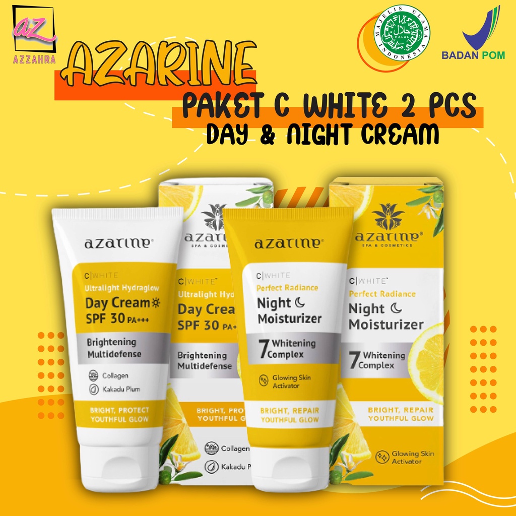 AZARINE Paket C White - 2pcs (Day Cream 25gr + Night Cream 25gr) ORIGINAL BPOM