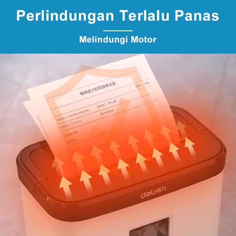 Deli Mesin Penghancur Kertas Elektrik 1 Tahun Umpan Otomatis Alat Penghancur Kertas Cakram Kartu Pisau Baja Nitrida 12L A4 5 Lembar Penghancur Kertas Paper Shredder