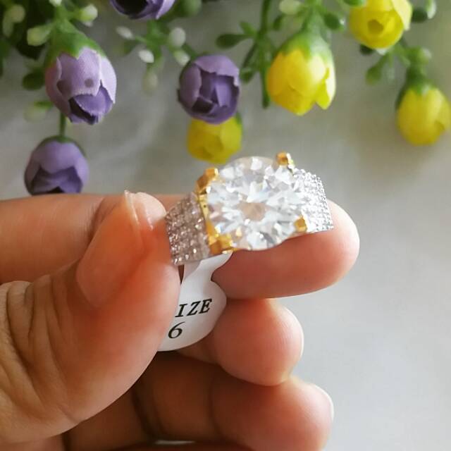 cincin ceramic mata berlian(kw) lapis emas 22k