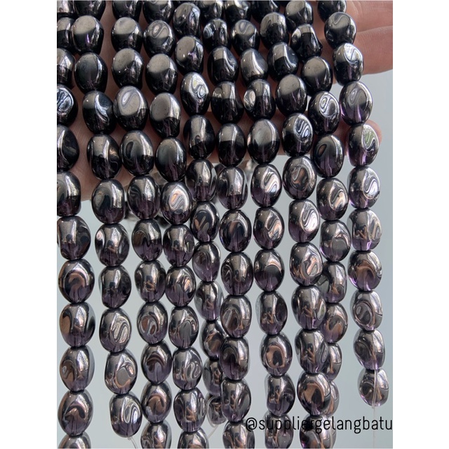 kristal CEKO KACANG SILVER PURPLE quartz 10mm UNGU PERAK oval cutting