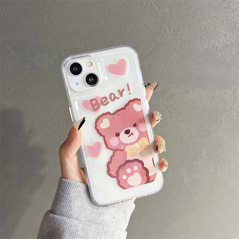 Soft Case Transparan Motif Kartun Beruang Dan Kelinci Untuk iphone 11 12 13 pro max x xs xr xsmax 7 8 plus