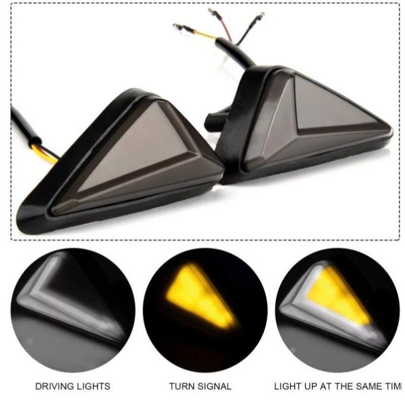 Sein Tempel Lampu Sen Tempel Segitiga Neon 2 Mode Universal R15,Cbr150r,Gsx,Ninja,R25/Ninja250