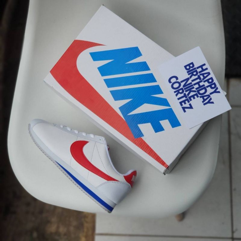 [BISA COD] NIKE CORTEZ WHITE RED BLUE UNISEX KUALITAS IMPORT