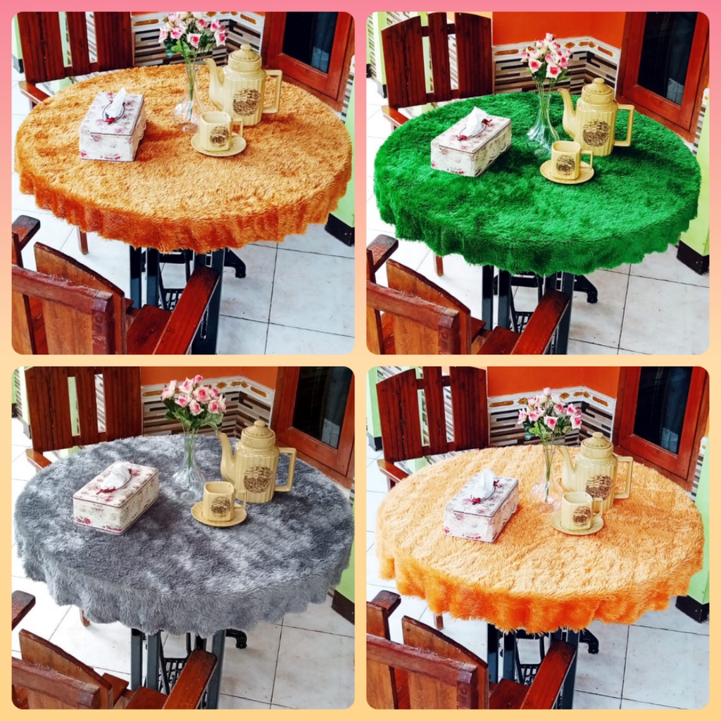 Taplak Meja Bulat Jumbo Ukuran 1 Meter / Taplak meja bundar bulu rasfur / Taplak meja besar bulat