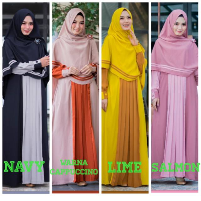 Cuci Gudang Gamis Premium Aizza Set By Swarga Hijab Syar I Shopee Indonesia