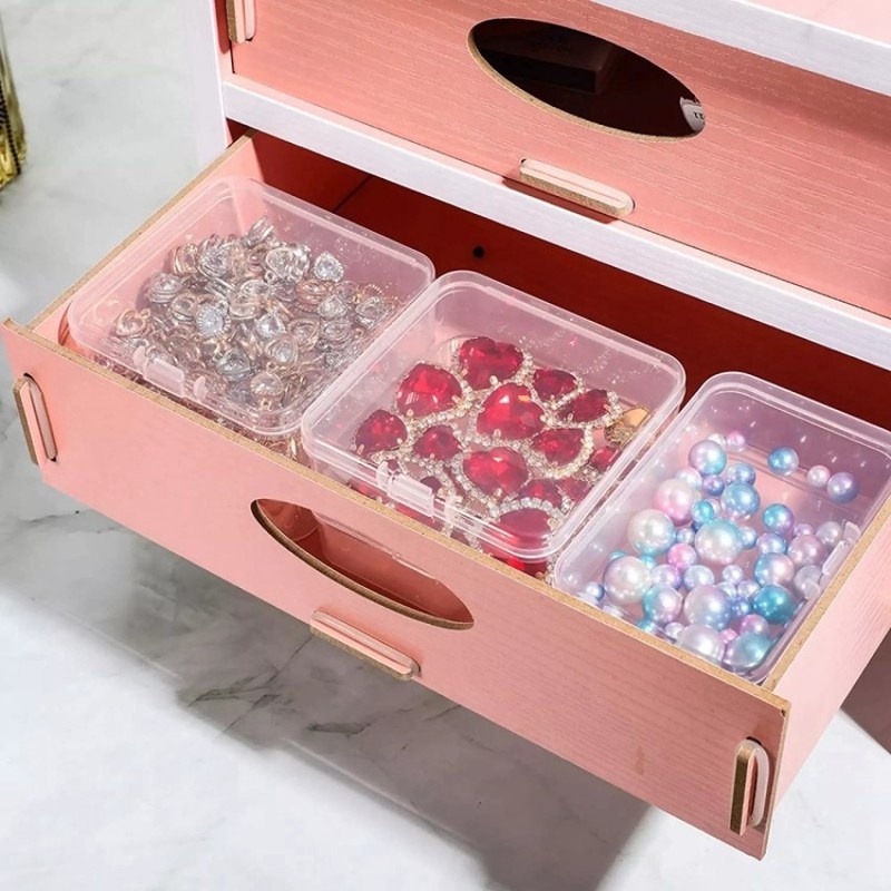 [6Pcs Set Mini Plastic Clear Jewelry Box for Jewelry, Small Items, Beads] [Jewelry Storage Organizer Case]