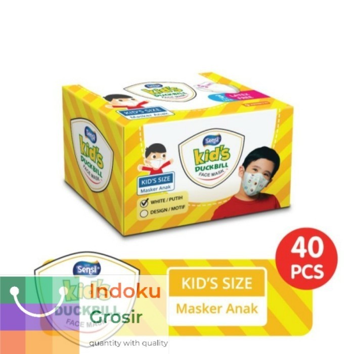 MASKER ANAK / SENSI MASKER KIDS DUCKBILL ISI 40 PCS POLOS GROSIR