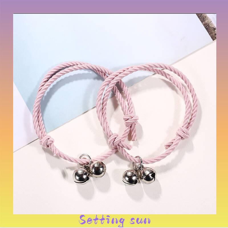 2 PC Korea Wanita Lonceng Adjustable Gelang Pasangan Pacar Hadiah Ulang Tahun TN