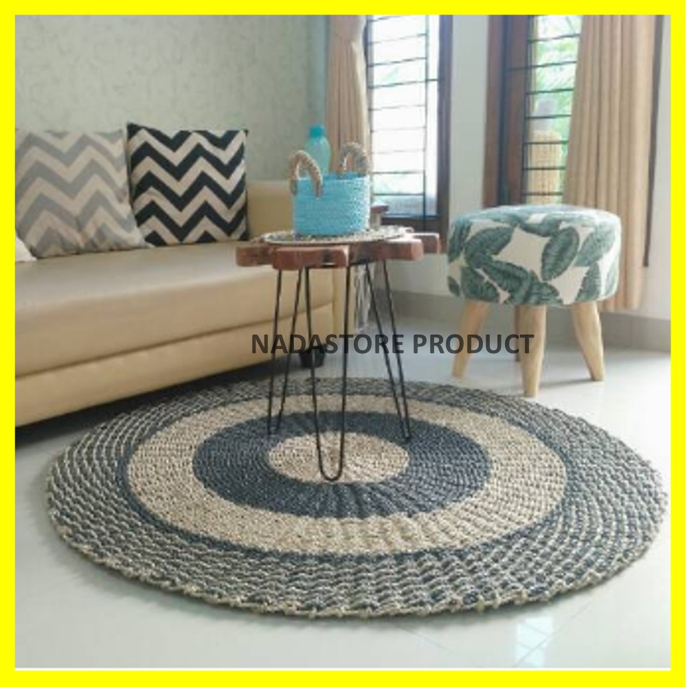 NEW Rug anyaman 120cm / Karpet Anyaman Seagrass / Karpet Bulat / Naturalan Murah