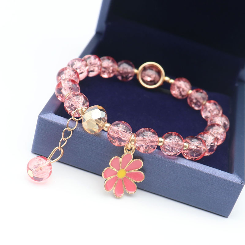 [ Ready Stock ]  Multi- Layers Crystal Bracelet with Daisy Flowers / Daisy Bracelet / Transparent Crystal Flower Bracelet / Handmade Elastic Bracelets