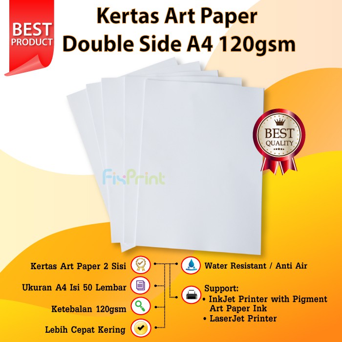 Kertas Printer Art Paper Ukuran A4 120 GSM Isi 50 lembar