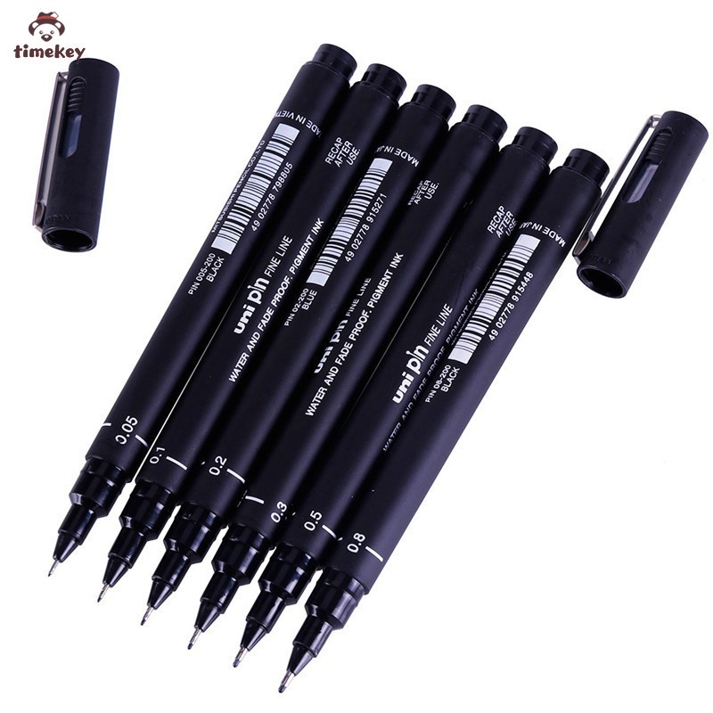 6PCS Uni Pin Drawing Pen Fine Line 005 01 02 03 05 08 Needle pen