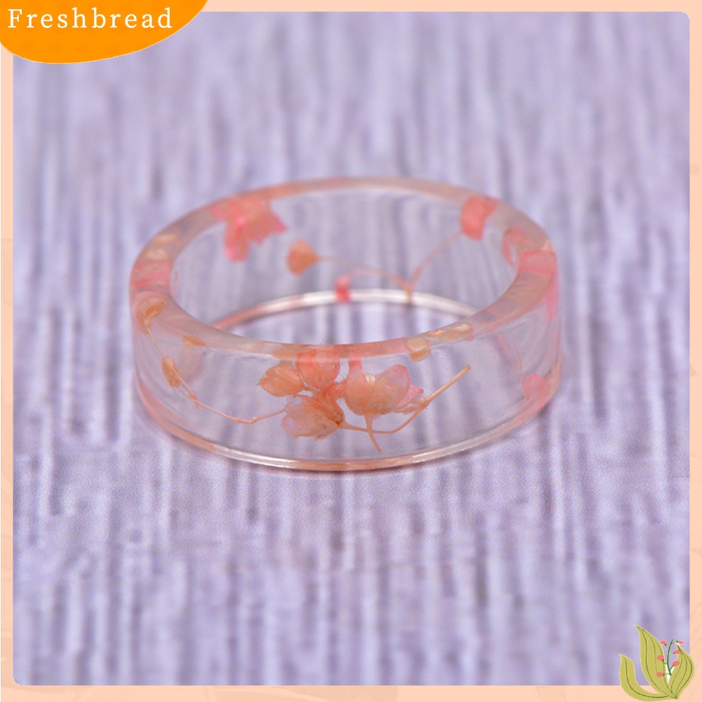 [TERLARIS]Women Retro Handmade Transparent Resin Dried Flower Ring for Anniversary Dating