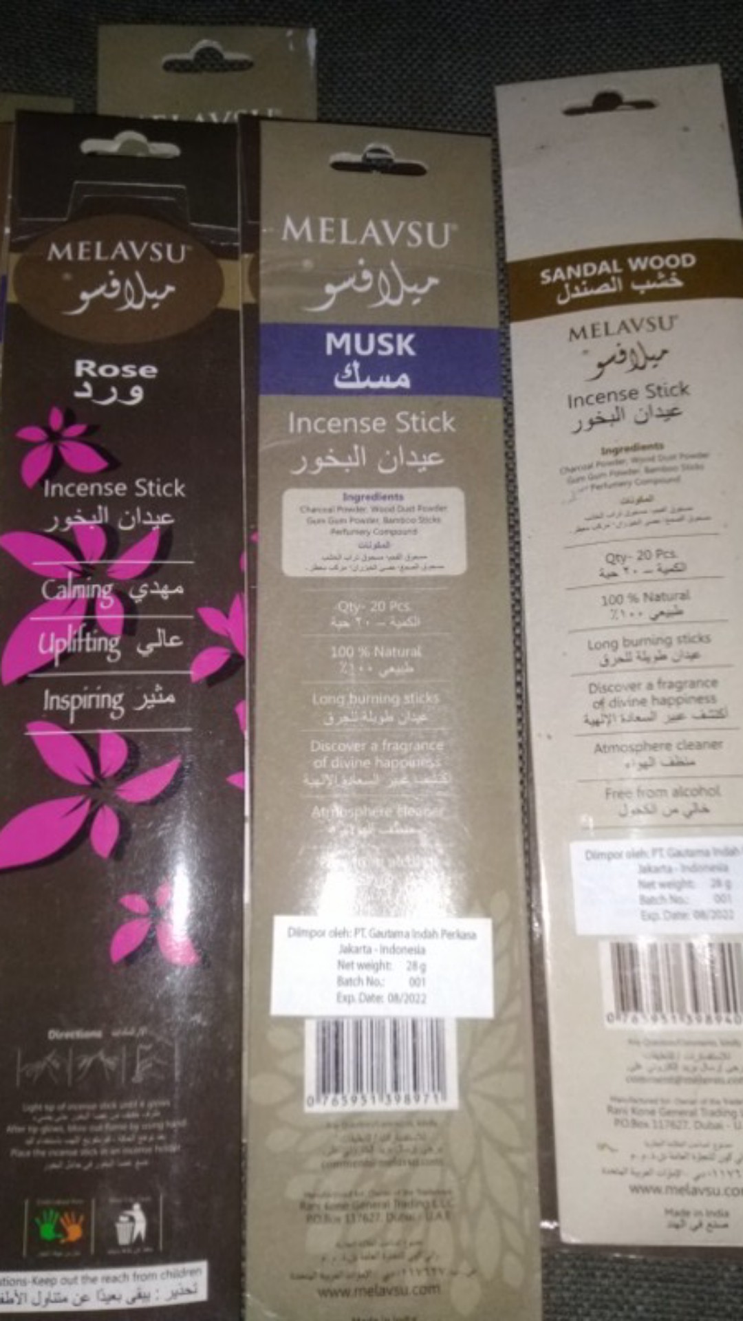 Pengharum Ruangan Aromaterapi Melavsu Musk Incense Stick Long 28g