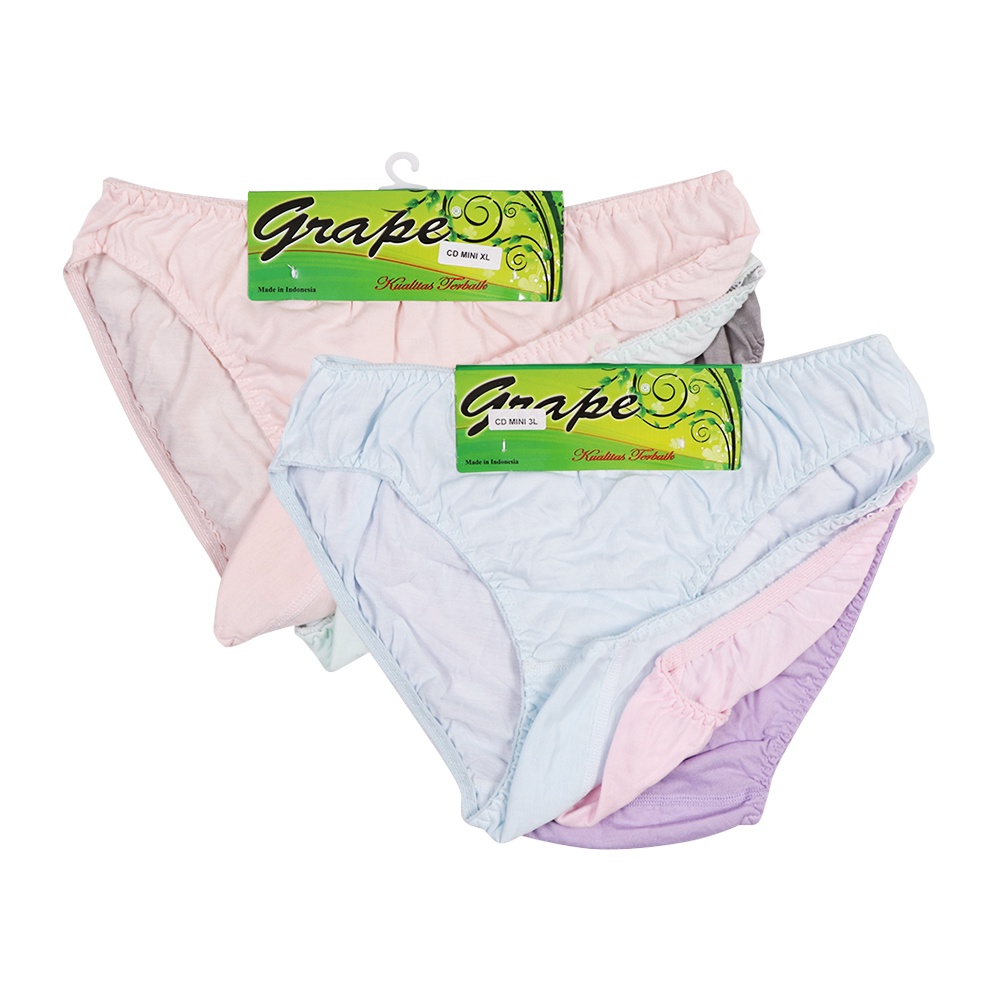 Grape - 3Pcs Celana Dalam Wanita Basic Polos Ladies Panty Cd Mini 3S