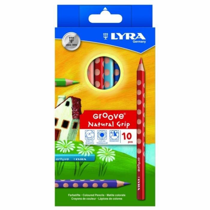 

Penc | Pensil Warna 10 Pcs Lyra Groove Natural Grip Jumbo Triangular 10Mm