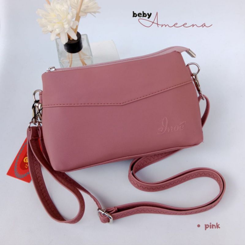 Tas Inoe Sling bag baby ameena 2in1 bahan Chocoly