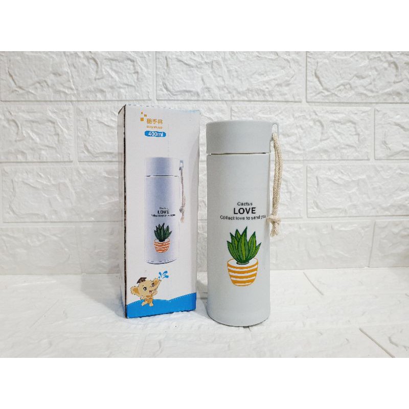 BOTOL KACA Unik Motif Tanaman Cactus 450ML