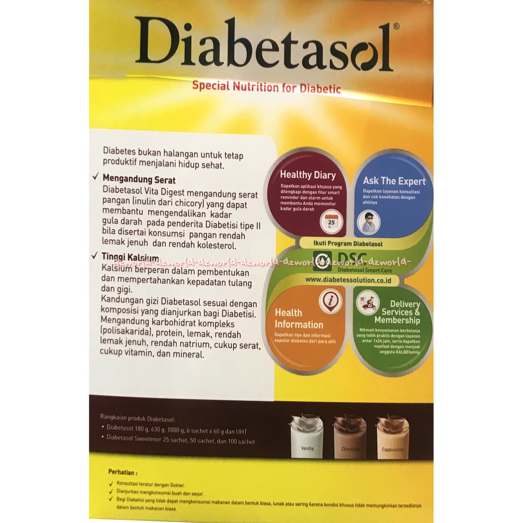 Diabetasol Vita Digest Pro 180gr Susu untuk Diabetes Rasa Vanilla Coklat Cappuccino