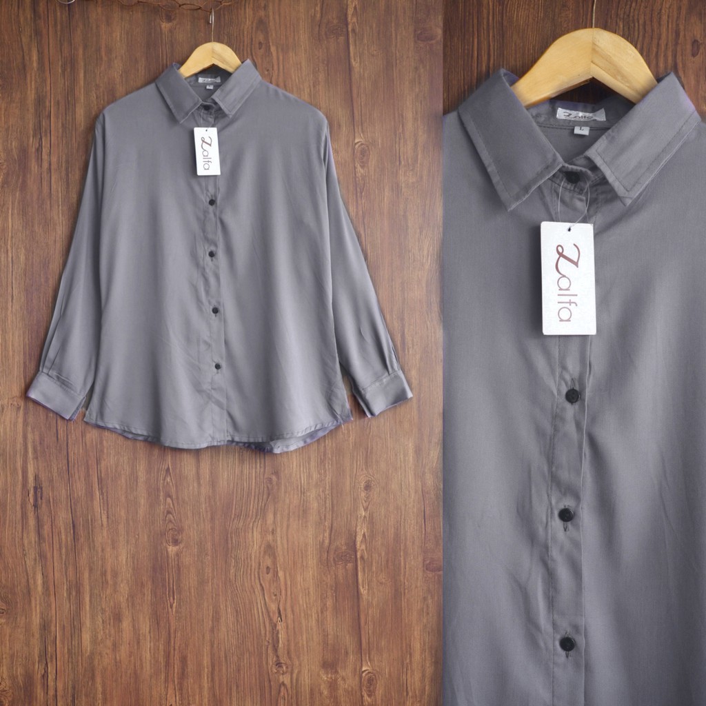 BASIC rayon kemeja by ZALFA OUTFIT-Grey (R.denim)