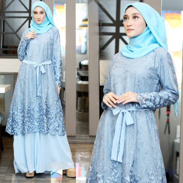 LONGDRESS TILLE BORDIR KOMBINASI/GAMIS TILLE BORDIR