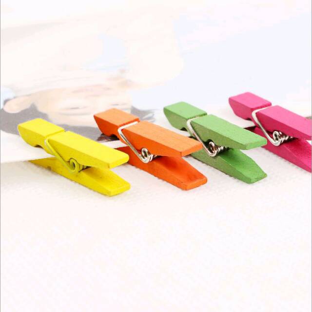 20pcs wooden clip polaroid jepitan kayu warna warni murah