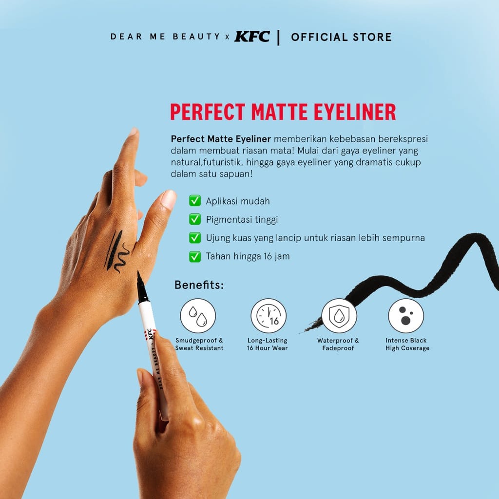 DEAR ME X KFC EYELINER PEN BLACK EYE LINER PERFECT MATTE KOSMETIK