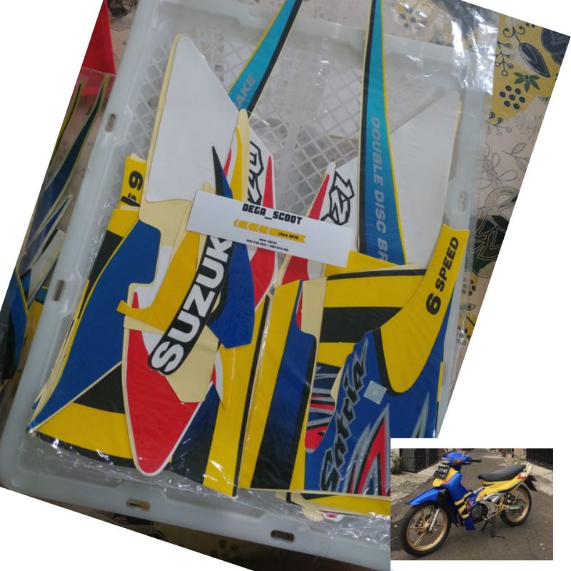 striping satria lumba biru kuning